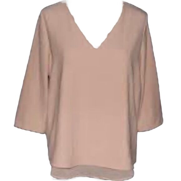#76 c&e Triangle Cutout V-neck 3/4 Sleeve Top Blouse - Picture 1 of 7